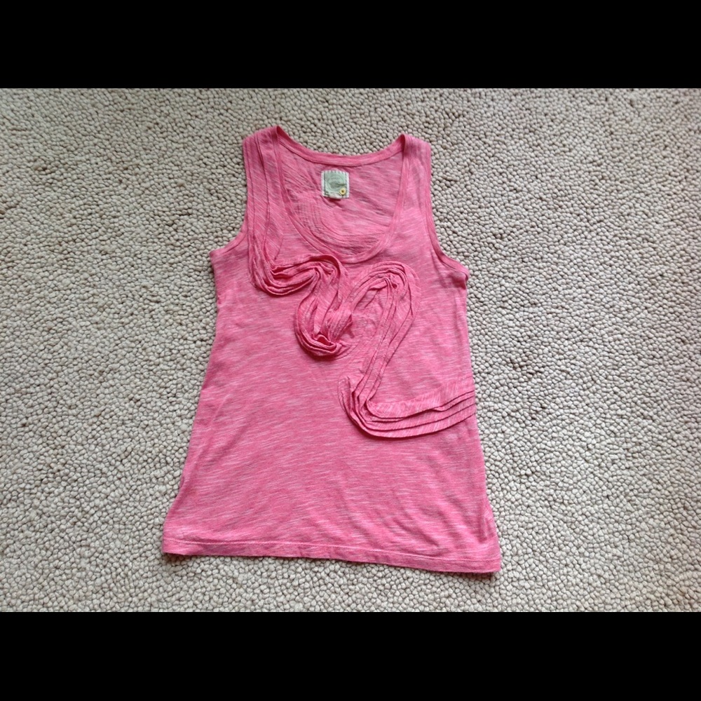 Anthropologie Little Yellow Button Tank Tee